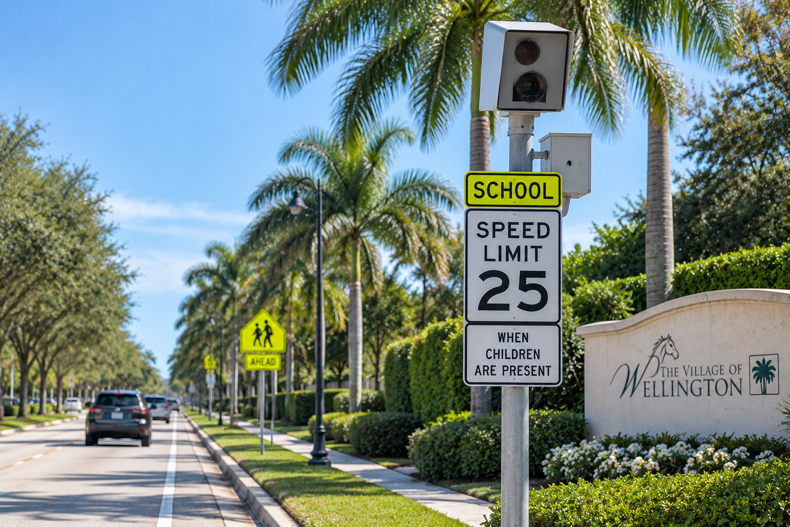 School zone speed camera on a South Florida Roadway
